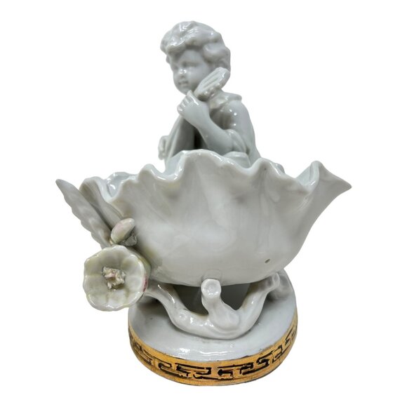 Arnat Creation Porcelain Sweetmeats Bowl Figurine White & Gilded #6977 READ - Picture 4 of 10